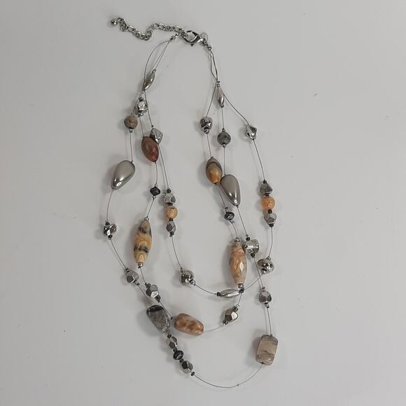 Chico's Multi-Strand Invisible Statement Necklace with Stone Beads - Picture 4 of 11